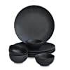 ST Ceramic Handcrafted Black Matte Ceramic Dinnerware Set Ceramic Full Plates & Dinner Bowls Ceramic Dinner Plates & Dinner Katori (Dishwasher Safe & Microwave Safe, 4 Full Plates & 4 Bowls180 ml) Ceramic Dinner Set