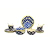 Caffeine Ceramic Handmade Stoneware Blue Umrao Combo Dinner Set (19 pcs. Microwave & Dishwasher )