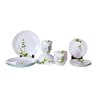 Larah By Borosil Green Herbs Opalware Glass Dinner Set, 25-Pieces, White