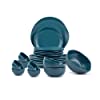 Shay Ceramic Organic Dinner Set, 21 Pcs, Teal | Crockery Set | Ceramic Dinner Set | Matte Finish | Dinner Set Ceramic (Teal Organic - Dinner Set)