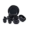 Shay Ceramic Organic Dinner Set, 21 Pcs, Black Organic | Crockery Set | Ceramic Dinner Set | Matte Finish | Dinner Set Ceramic (Black Organic - Dinner Set)