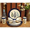 Caffeine Ceramic Handmade Blue Boota Combo Dinner Set (10 pcs.)