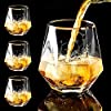 Vilon Italian premium Diamond Whiskey Glasses 320 ml , 6 PCS Rocks Glasses Gold Banded Cocktail Drinkware for Rum, Scotch or Wine Glasses, Tumblers Old Fashion Elegant Glass Unique Christmas New year Father's Day Gifts (Clear)