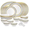 Cello Amitabh Bachchan Divine Series Elinor Opalware Dinner Set, Opal Glass Dinner Plates & Bowls, Crockery Set for Dining, 33 Piece