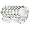 Larah by Borosil Sage Silk Series Opalware Dinner Set, 19 Pieces, White