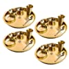 Indian Art Villa Pure Brass 6 Pieces Dinner Set/Thali Set of 1 Plate, 1 Glass, 1 Spoon, 1 Small Plate & 2 Bowls, Color- Gold, Dinnerware, Tableware Or Crockery, Set of 4