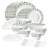 Larah By Borosil Sage Silk Series Opalware Dinner Set, 35 Pieces, White