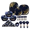 Serve n Style Melamine Dinner Set Pack 40 Pieces Black with Golden Print