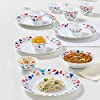 Larah by Borosil Speckle Silk Series Opalware 19 Pieces Dinner Set, Opal Glass Dinner Plates & Bowls, Crockery Set for Dining