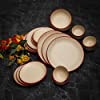 Ayesha KRAFTS Ceramic Bowls Set Dinnerware Sets Dinner Set (White, Red, Microwave Safe) | Set of 6 Full Plates, 6 Quarter Plates, 6 Small Bowls and 2 Serving Bowls