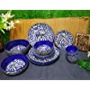 Caffeine Ceramic Handmade Blue Mughal Combo Dinner Set (15 pcs.)