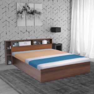 Torrie King Size Bed with Storage in Classic Walnut Finish